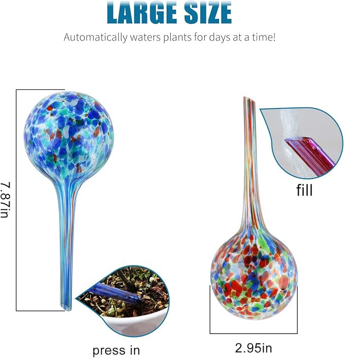 Brajttt Plant Watering Globes Automatic Glass Watering Bulbs, Glass Ball Planter, Decorative Garden Watering Cans Glass drip Ball with 8 Tags, 8-Pack, 2.95 inch Diameter