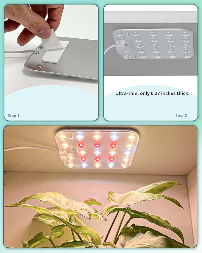 DOMMIA Grow Lamp, 4-Pack LED Plant Grow Light, 6/12/16H Timer Auto On Off, 4-Level Dimmable, Sunlike Full Spectrum with Optical Lens, Under Cabinet, Idea Garden Gift, 3300K Warm White