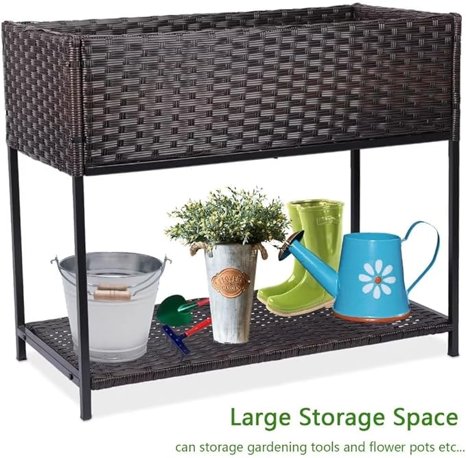 WONDER GARDEN Raised Garden Bed-Planter Box - Elevated Raised Garden Beds Outdoor with Legs & Storage Shelf for Vegetables Flower Herb Backyard Patio