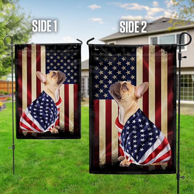 FLAGWIX French Bulldog Flag - Outdoor Dog Decorations, Garden Flag (11.5" x 17.5"), Heavy-duty Canvas American with Dog Garden Decor