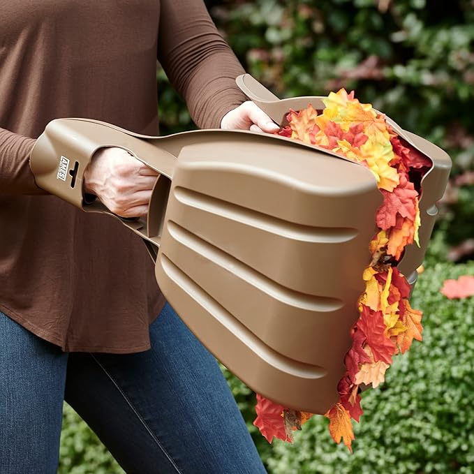 AMES Leaf Scoops Hand Rake Set with Collapsible Pop-Up Garden Waste Bag for Collecting Leaves, Mulch and Debris