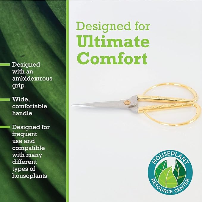 Premium Houseplant Scissors and Pruning Shears by Houseplant Resource Center | Ergonomic, Sharp & Durable Garden Clippers for Plant Care - 100% Stainless Steel Construction