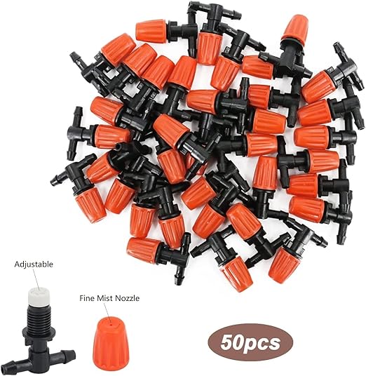 Drip Irrigation Emitters for Greenhouse Nersuries: 50 Pcs Three-Way 1/4 inch Adjustable Irrigation Drippers for Gardener - Plant Lovers Landscapers Floral Designers Water Saver