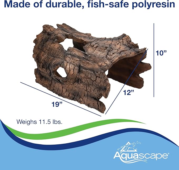 Aquascape 78324 Koi Predator Control Faux Log Fish Cave, Brown