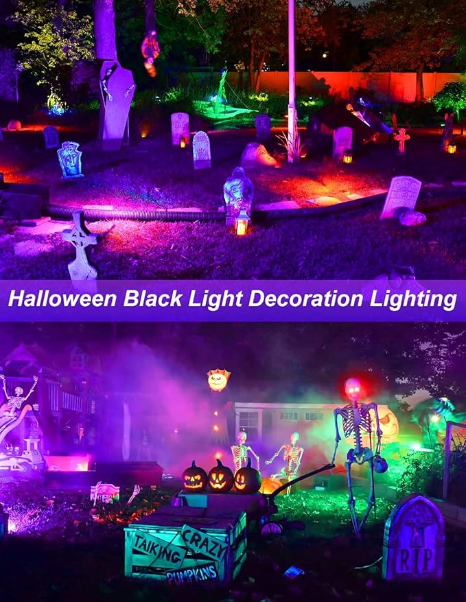 Outdoor Black Light Spotlight, LED Black Lights Waterproof Landscape Lighting with US Plug for Glow Party Body Paint Fluorescent Poster Stage Lighting Yard Garden Halloween Decoration(2 Pack)