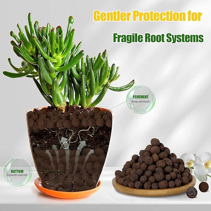 Clay Pebbles Leca Balls for Plants 2qt，6mm - 12mm Clay Balls for Hydroponic, Terrarium, Potted Plants, Lightweight & Drainage