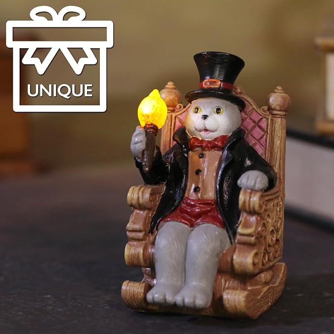 Solar Cat Garden Statues for Outside: Home Valentine Decor with Magic Wand Lights Cat Clearance Garden Sculpture for Yard Art Lawn Ornaments Porch Patio Balcony, Birthday Gifts for Mom Grandma Women