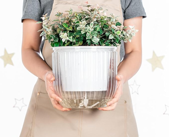 Melphoe 1 Pack Self Watering Hanging Planters Indoor Flower Pots, 8.3 Inch Outdoor Hanging Plant Pot Basket, Plant Hanger with 3Hooks Drainage Holes for Garden Home