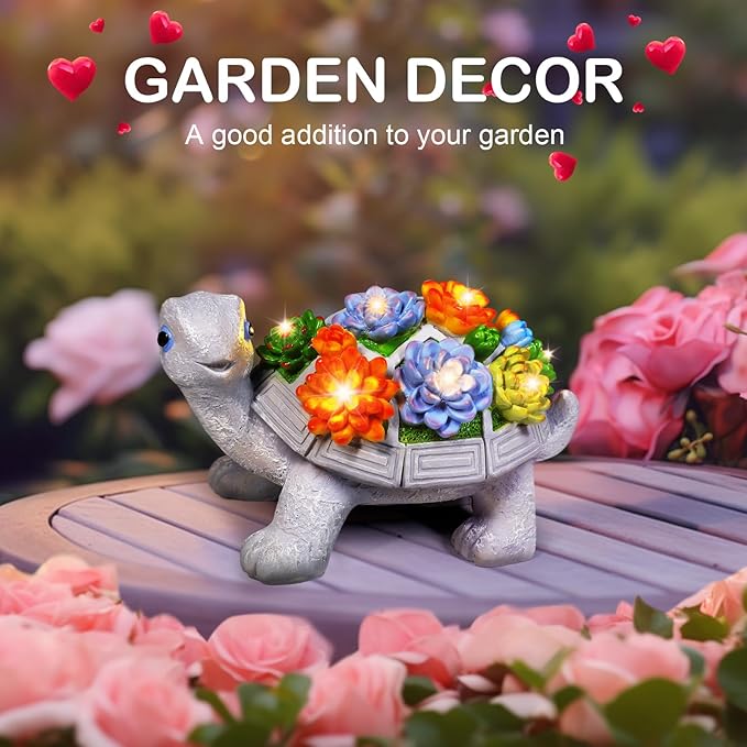 Eletorot Solar Turtle Garden Outdoor Statues: Outdoor Decor for Gardening Patio, Backyard, Yard, Birthday Gifts for Women Grandma Mom