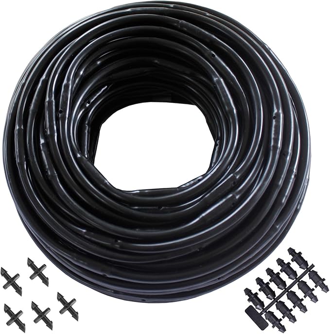 1/4" Irrigation Dripline Tubing (100 Ft Roll) - 6" Emitter Spacing - 1/4" Drip Irrigation Fittings Included