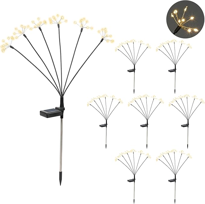 Solar Garden Decor Lights Outdoor, Solar Powered Lights Waterproof for Yard Patio Porch Flowerbed, Fairy Gardening Supplies Gifts Firwork(8 Pack Warm White)