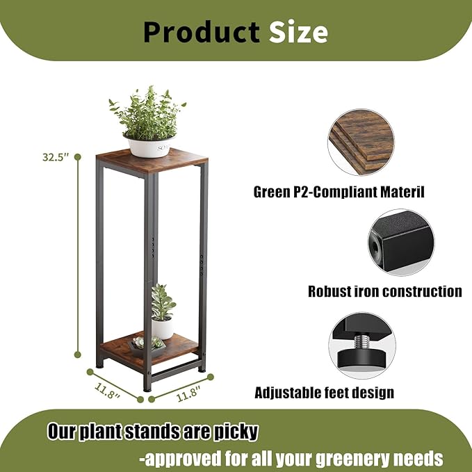 Tall Plant Stands Indoor ,2 Tier Pedestal Stand, Corner Plant Stands for Indoor Plants Multiple, Small Side Table for Indoor Plants, Tall Plant Table