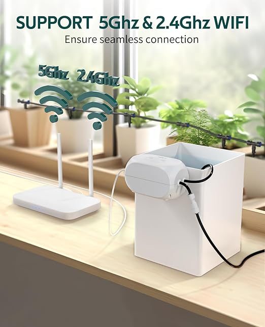 HIRALIY Automatic Watering System for Potted Plants, Smart Plant Watering Device Supporting Both 2.4GHz and 5GHz WiFi, Smart Drip Irrigation System Remote Control for Up to 15 Potted Plants