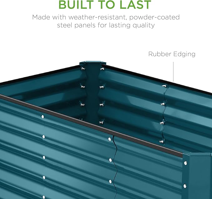 Best Choice Products 4x2x2ft Outdoor Metal Raised Garden Bed, Deep Root Planter Box for Vegetables, Flowers, Herbs, and Succulents w/ 119 Gallon Capacity - Peacock Blue