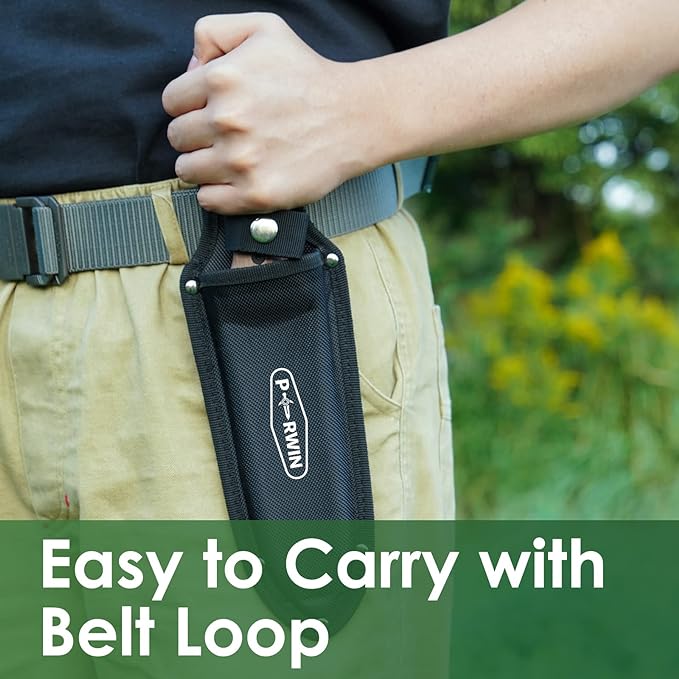 Hori Hori Garden Knife, Garden Tools with Sheath for Weeding,Planting,Digging, 7" Stainless Steel Blade with Cutting Edge, Full-Tang walnut Wood Handle with Hanging Hole