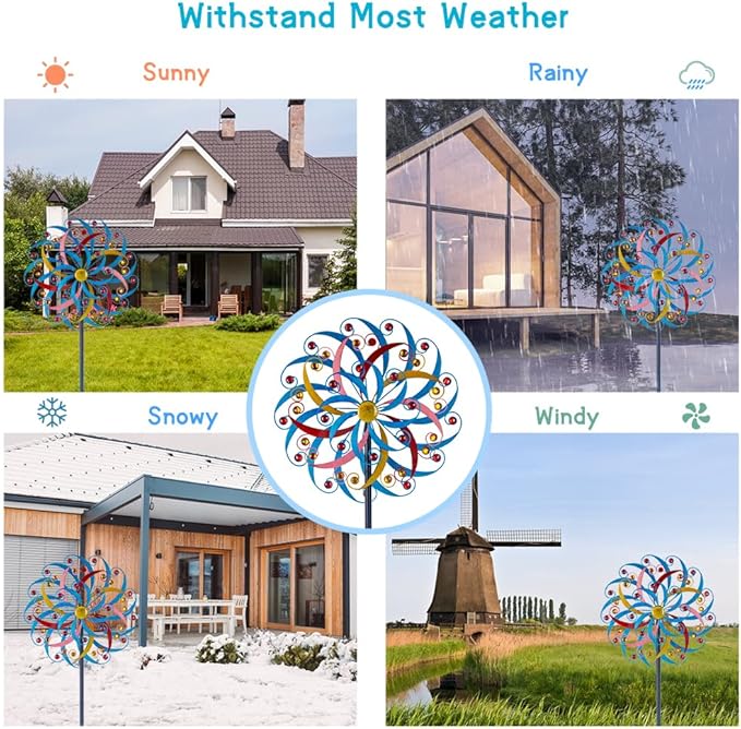 DREAMYSOUL Wind Spinners Outdoor Metal Large, 6.6 FT Extra Large Wind Spinner, Multicolor Windmills, Kinetic Wind Sculptures and Spinners for Yard Garden Outside Patio Lawn Decor