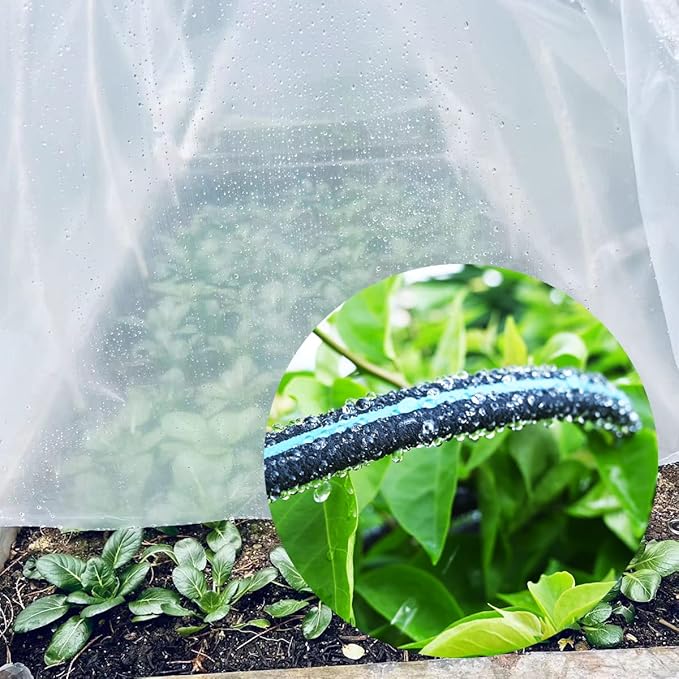 AMRITA Soaker Hose Kit 1/2 inch 15ft Soaker Hose (3Pack) and1/2 inch 10ft PVC Garden Hose(3Pack), Great for Garden Beds,Vegetables,Flowers(1/2-45ft+30ft)