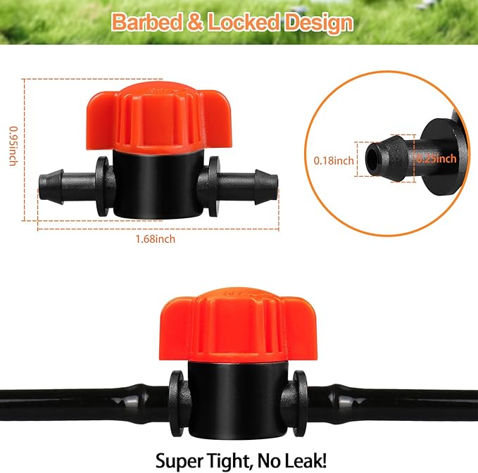 1/4" Drip Irrigation Valves, 35 Pcs Drip Irrigation Shut Off Switch Valve for 1/4 Inch Drip Irrigation Tubing, Water Flow Control Valve Drip Line Cut Off Valve for Drip Sprinkler Garden Systems