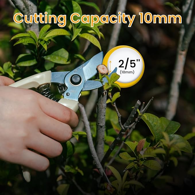 Goture Garden Shears 1Pc, Pruning Shears for Gardening, SK5 Garden Shears Pruning, Beige Garden Scissors Tools