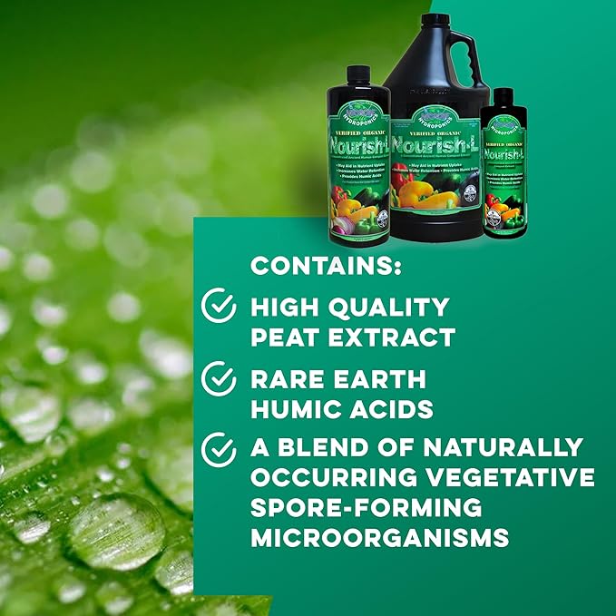 Microbe Life Hydroponics Nourish-L Liquid Conditioner, Stimulator to Enhance Plant Nutrient Absorption for Fruits & Vegetables, Use with Any Feeding Systems Including Hydroponics or Soil, 16 Fl Oz