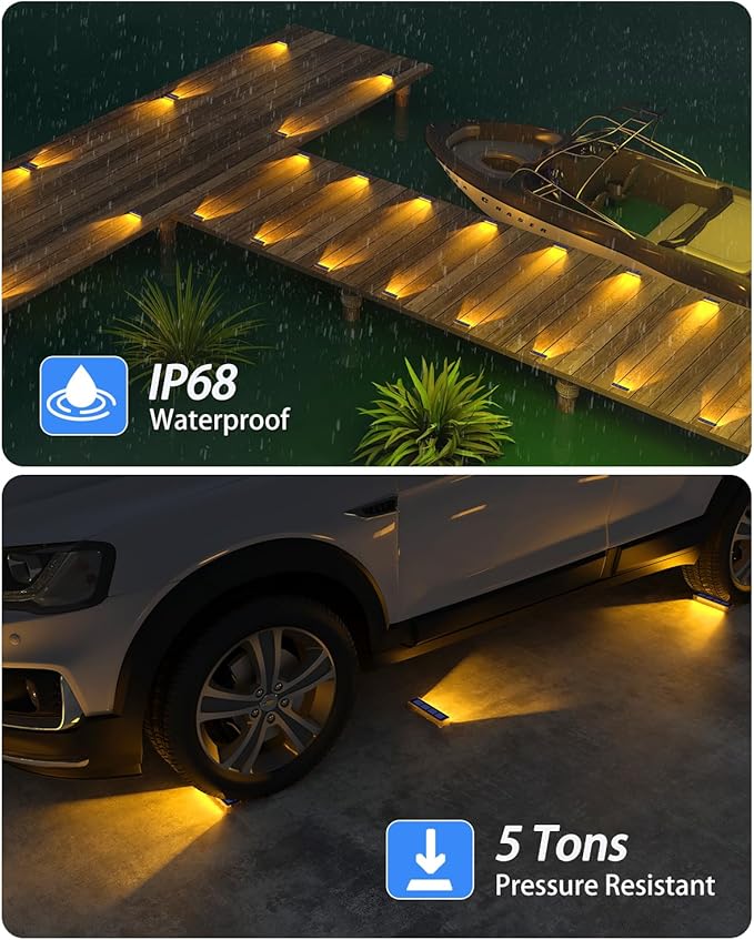 Solar Step Lights for Outside,8 Pack Solar Stair Lights Outdoor Waterproof,Warm White Deck Light Solar Powered Waterproof for Steps,Stairs,Walkway,Sidewalk,Patio,Pathway