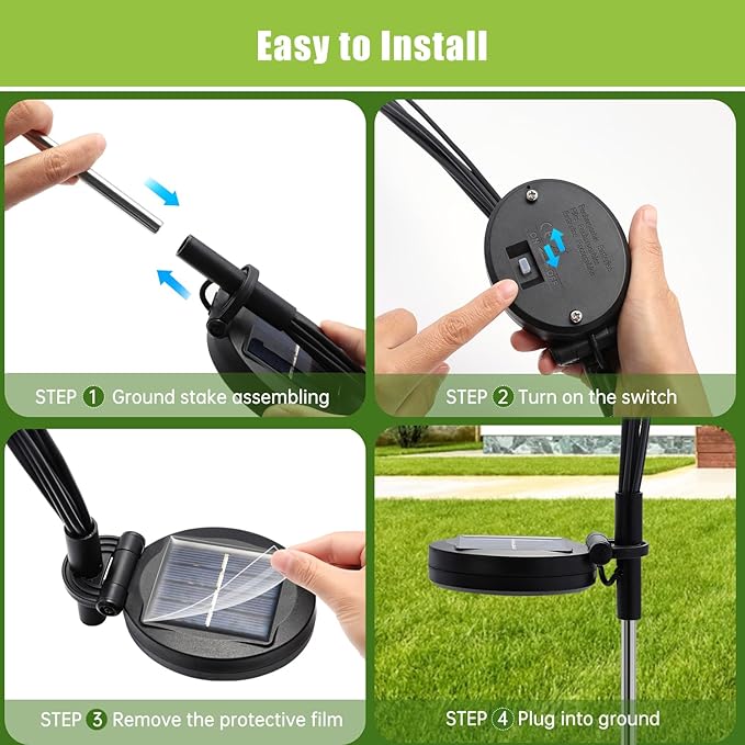 Flumy Solar Lights Outdoor Waterproof 2 Pack, Upgraded Outdoor Firefly Light for Yard Patio Garden Decor, Solar Lights for Outside Gardening Supplies,Gifts for Grandma