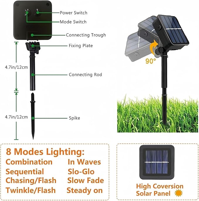 4 Pack 400 LED Solar String Lights for Outside, Solar Christmas Lights Outdoor Waterproof, Green Wire Twinkle Light with 8 Lighting Modes for Xmas Tree Wedding Party Garden Decorations (Cool White)