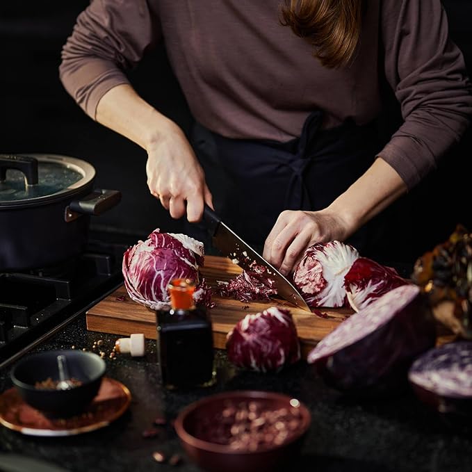 Fiskars Hard Edge Large 7.9" Chef Knife - Japanese Stainless Steel Blade Stays Sharp for Everyday Use - Non-Slip Handle for Effortless Cutting - Dishwasher Safe