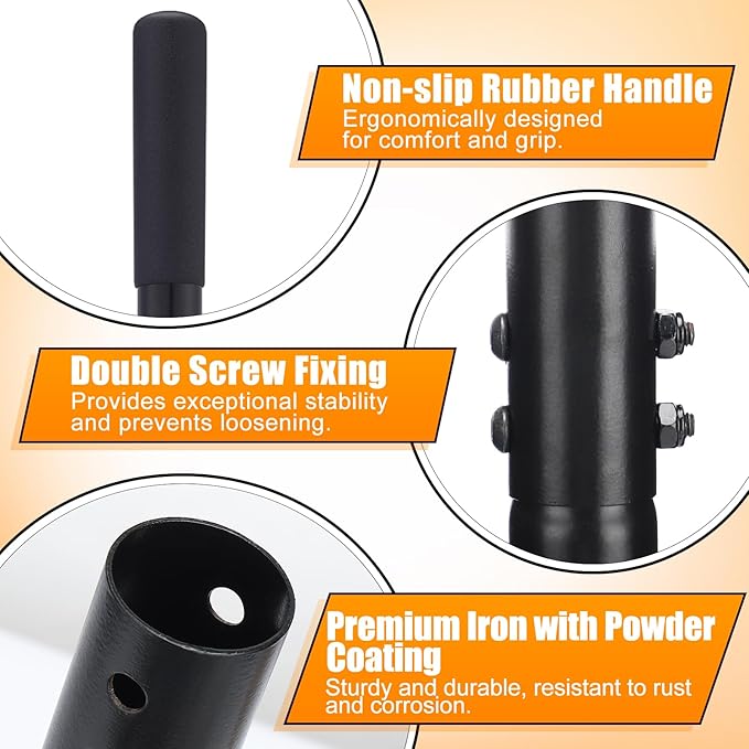 Heavy-Duty Steel Tamper, 10x10 Inches Hand Soil Tamper Garden Landscaping Tool for Ground & Gravel Leveling Dirt Compactor - Ergonomic Tamper Design, 48 Inches Total