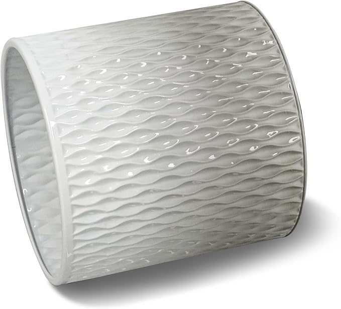 ARNIS Plants Pots with Stand, Set of 2 Indoor Planter Pots, Unique Mid Century Decorative Metal Flower Pots with Drainage,8.25 & 10.5 Inch, Grey and White