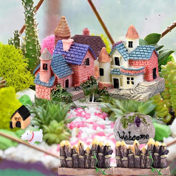 Fairy Garden Accessories, Fairies Welcome Garden Kit, 48pcs Miniature Fairy Garden Ornament for Christmas Decoration Fairy Garden Potted Plant Desk Decor
