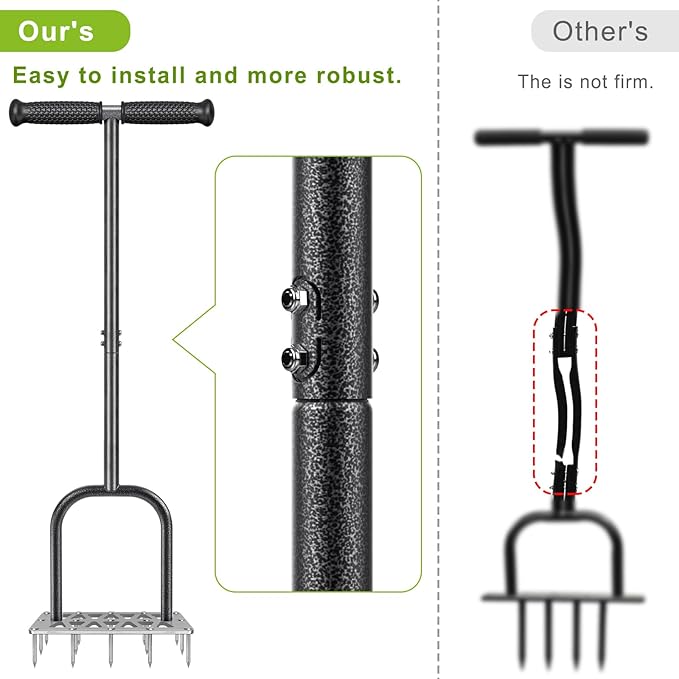 Dolibest Lawn Aerator Spike, Manual Lawn Aerator Tool with 15 Stainless Steel Spikes, Spike Lawn Air Aerator with Non-Slip Grip Handle, Grass Aerator Tool for Loosening Soil and Improving Lawn Health