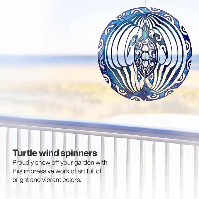 VP Home Tribal Turtle Kinetic Wind Spinners for Yard and Garden Wind Spinner Outdoor Metal Large Hanging Turtle Decor 3D Garden Art Wind Sculpture Spinners Kinetic Art Lawn Ornaments, 12x15 inches
