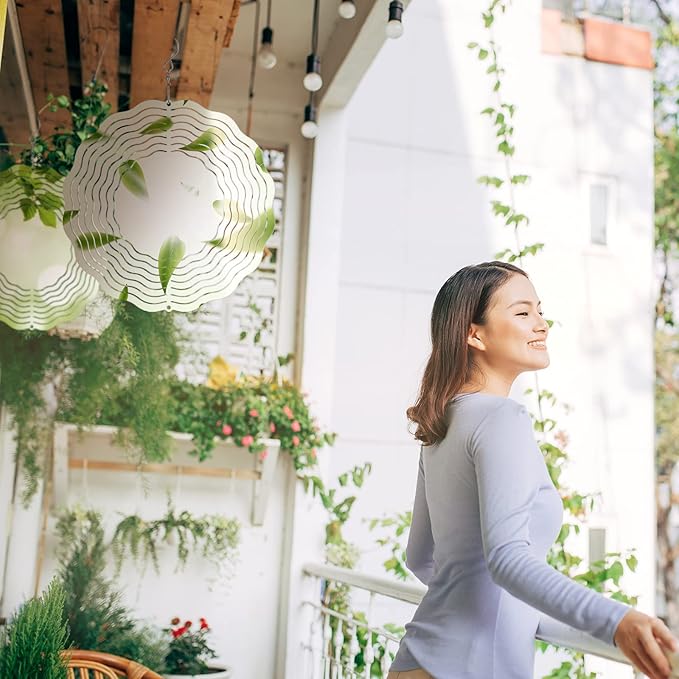 Weysat 10 Pack Sublimation Wind Spinner Blanks 3D Aluminum Wind Spinners Hanging Spinners DIY Crafts Ornaments for Indoor Outdoor Garden Yard Window Porch Front Door Decoration (8 Inch)