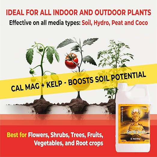 Cal Mag for Plants. Boost Your Plants Health. Earth Force 2-0-0 CalMag Fertilizer with add it Liquid Kelp and Seaweed Plant Nutrients Perfect for Soil, Coco Coir, and Hydroponic Garden Nutrients. 32OZ