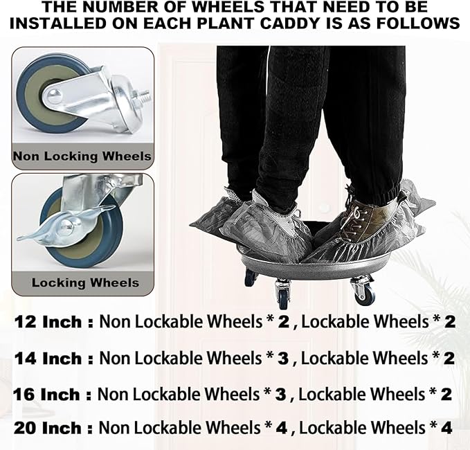 Heavy Duty Plant Caddy with Wheels 16 Inch, 360° Caster, Outdoor Rolling Plant Dolly That is Not Easily Rusted, Indoor Metal Plant Cart with Rollers, Plant Pot Trolley, Silver 2 Pack