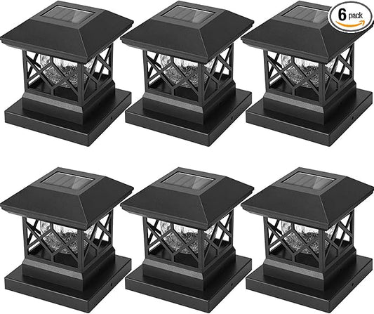TWINSLUXES Solar Post Cap Lights Outdoor - Waterproof LED Fence Post Solar Lights for 3.5x3.5/4x4/5x5 Wood Posts in Patio, Deck or Garden Decoration Warm Light… (6 Pack)
