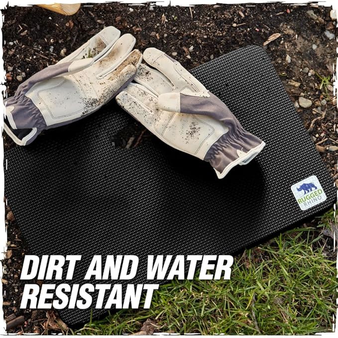 Rugged Rhino Soft Foam Kneeling Pad, Thick Knee Mat Resists Water, Durable Shock Absorbent Pads, Comfortable Strong Rebound, Gardening, Mechanic Tools, Bath Tub Essentials 2 Pack Black Onyx
