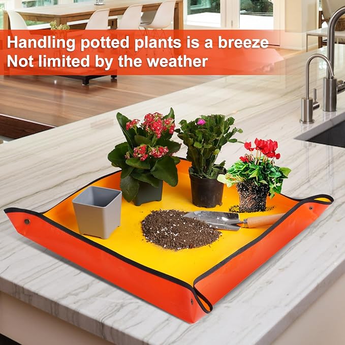 3 Pcs 26.8" x 26.8" Repotting Mat for Indoor Plants Transplanting and Potting Soil Mess Control, Plant Gifts for Plant Lovers