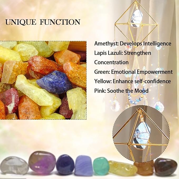 Lapis Lazuli Crystal Suncatcher-Window Hanging Garden Suncatcher Healing Blue Crystal Rainbow Maker Handmade Indoor Outdoor Car Charm Garden Decor