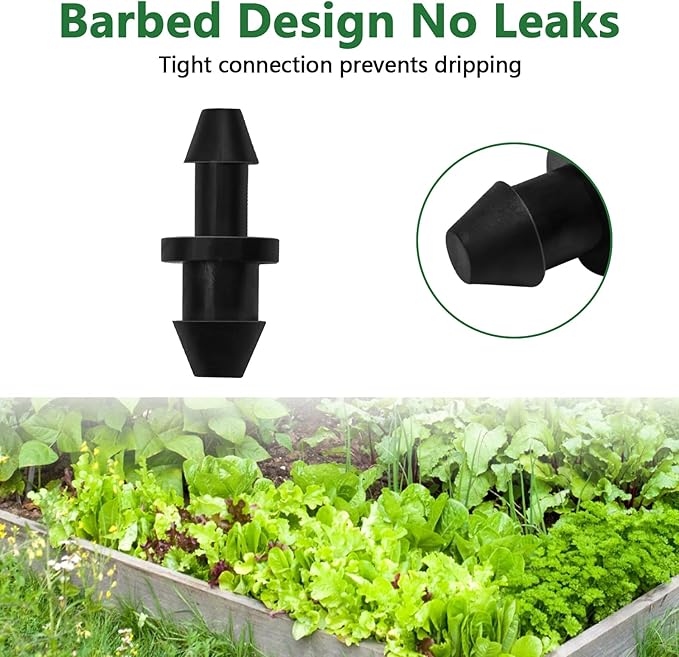60 Pack Drip Irrigation 1/4" Barbed End Plug Fittings, Barbed Connectors for 1/4 Inch Irrigation Tubing Drip Line Goof Plug for Drip Sprinkler Garden Shrubs Systems