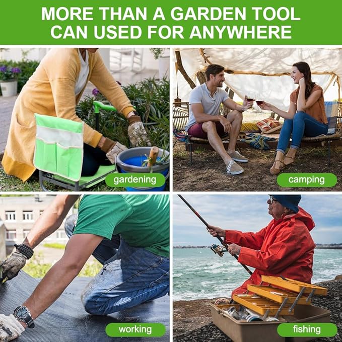 Garden Kneeler and Seat Heavy Duty with 10.2” Wider Soft Pad, Kneeler and Stool for Gardening with Extra Hand Pruner, Sturdy Garden Kneeling Bench Help Stand, Gift for Women Senior, Green