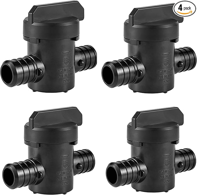 EFIELD Poly PPSU Barb Crimp Pex Valve 3/4" X3/4" Full Port Ball Valve, ASTM F2159 (Pack of 4)