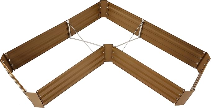 Sunnydaze 11.75" H Raised Metal Garden Bed - Galvanized Raised Garden Bed Outdoor for Vegetables and Flowers - Brown - L-Shaped