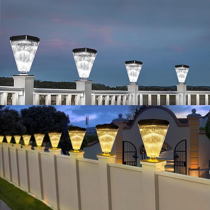 Solar Post Cap Lights 8 Pack Outdoor Waterproof Solar Fence Post Lights Sun Powered Pillar Lights Garden Decorative Yard Patio Walkway Pathway Lights