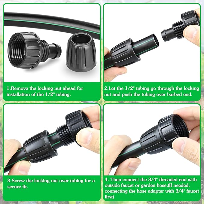 3/4 Inch Female Pipe Thread to 1/2 Inch Drip Irrigation Tubing Adapter: 6 Pieces 1/2 In. Barbed Drip Line x 3/4 In. Faucet PVC Adapter Connect 3/4" FHT Faucet, Sprinkler Manifold, Garden Hose