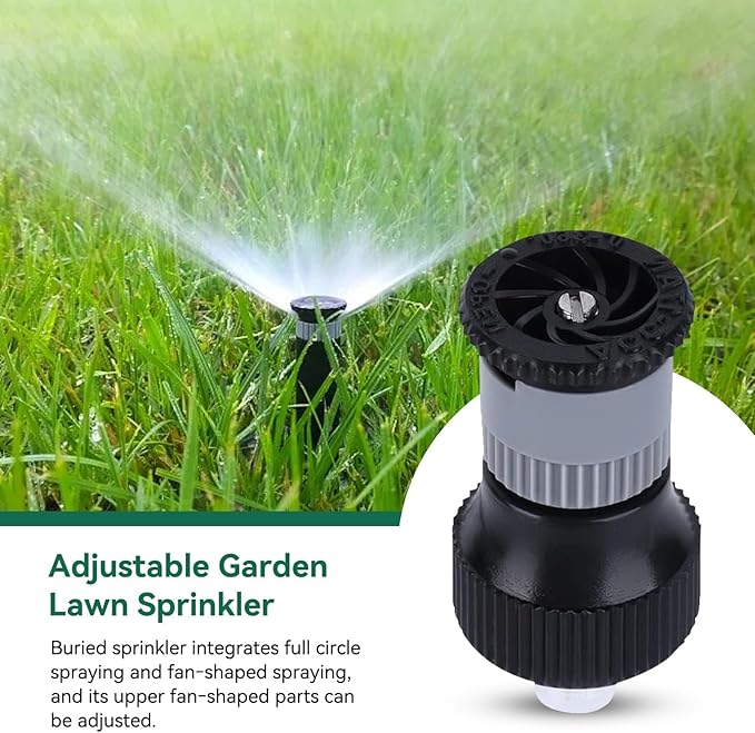 6PCS Lawn Sprinkler Garden Sprinkler, 360° Rotating Buried Spray Nozzle Large Area Coverage Automatic Lawn Sprinkler Heads G1/2 Female Thread Adjusted Watering Sprinkler for Lawn Yard Garden Planter