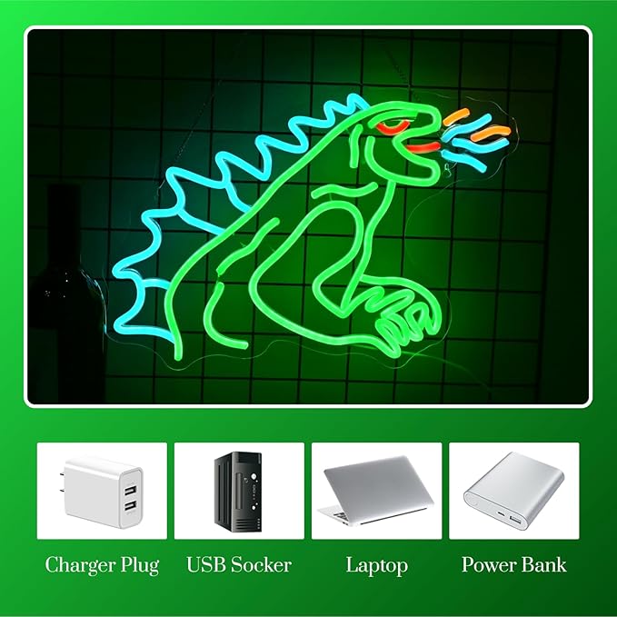 Monster Neon Sign Dimmable Dinosaur Neon Signs for Wall Decor LED USB Powered Anime Neon Light Sign for Bedroom Game Room Bar Party Club Man Cave Decoration Boys Birthday Gifts