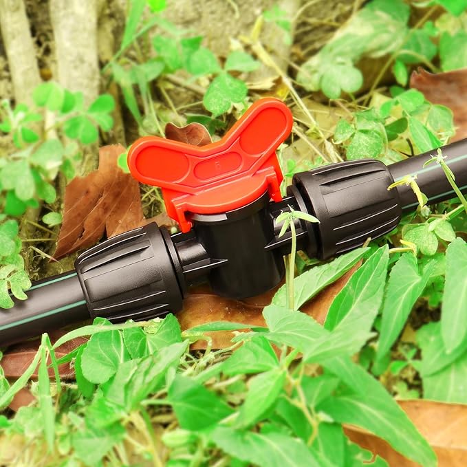 8 Pack Drip Irrigation Valve for 1/2 Inch Drip Tubing (1/2" ID x 0.65" OD)：1/2'' In-line Locked Barbed Ball Valve Drip Line Shut Off Valve Parts In Irrigation System for Garden