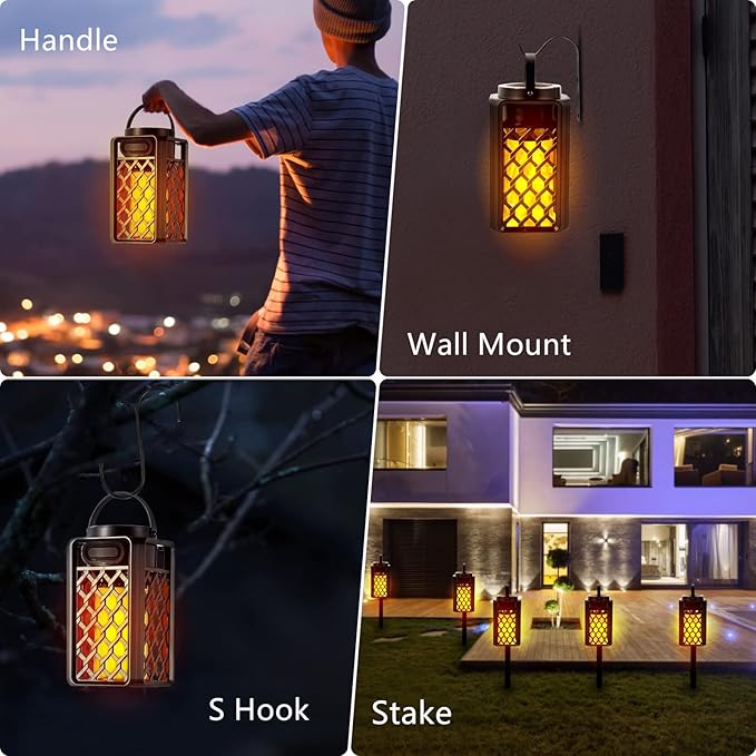 Outdoor Bluetooth Speaker,Wireless Bluetooth Speaker with Torch Light,IP65 Waterproof LED Flame Atmosphere Lantern Speaker for Party Garden Camping Patio Men Women Couples Dads Moms